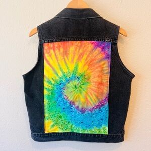 Custom Wearable Art Beaded Tie Dye Boom Boom Vintage Vest Burning Man Festival